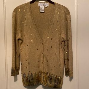 Beautiful Gold Llame Gardigan With Gold Paillettes EUC